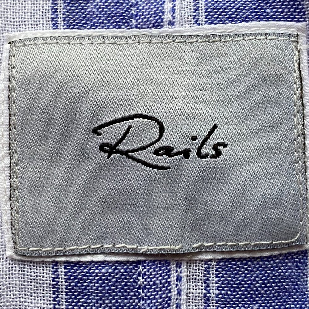 Rails Thea Sz L Blouse Button Up Tie Front Blue/W… - image 7